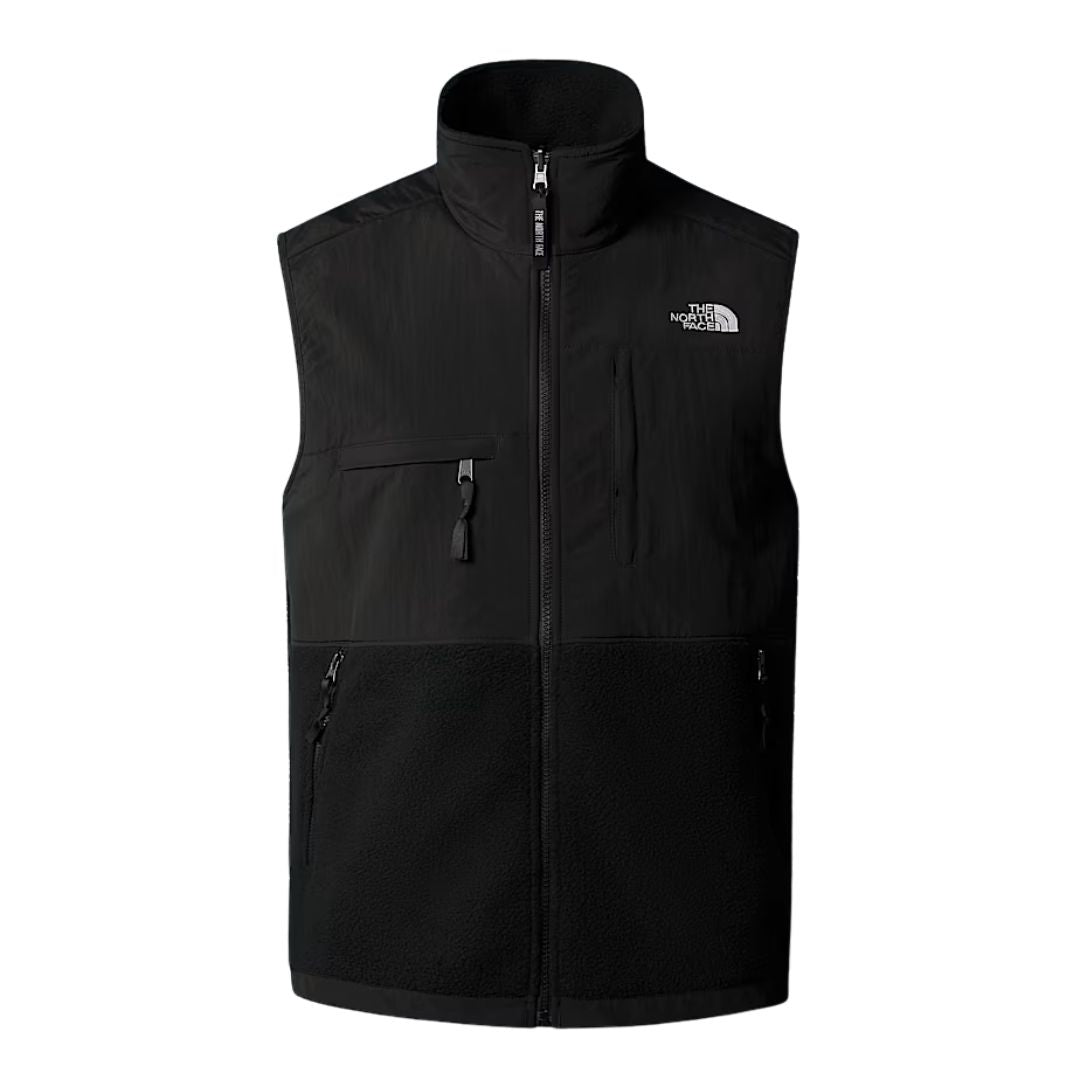 Chaleco The North Face Retro Denali Vest en color negro, vista frontal completa.