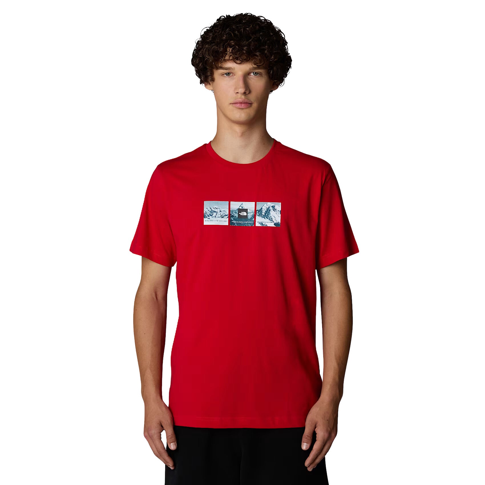 Hombre con la Camiseta The North Face S/S Tee Expedition System Graphic Roja