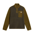 Vista frontal de la chaqueta polar The North Face Yumiori 1/4 Zip New Taupe Green/Caraway Seed, con media cremallera VISLON y bolsillo con cremallera en el pecho.