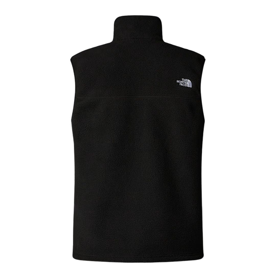 Chaleco de forro polar The North Face Yumiori Vest en color negro, vista posterior con logo en el hombro.