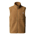 Chaleco polar ligero The North Face Yumiori Vest color Utility Brown, vista frontal completa con cremallera.