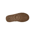 Suela de la bota chukka UGG Neumel en color chestnut mostrando el dibujo direccional de la banda de rodadura de EVA y el logotipo UGG grabado en el centro.