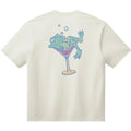 Vans Bar Hopper SS Tee Egret vista trasera con gran gráfico de rana sobre copa cóctel, camiseta blanca crema de manga corta estilo skate.
