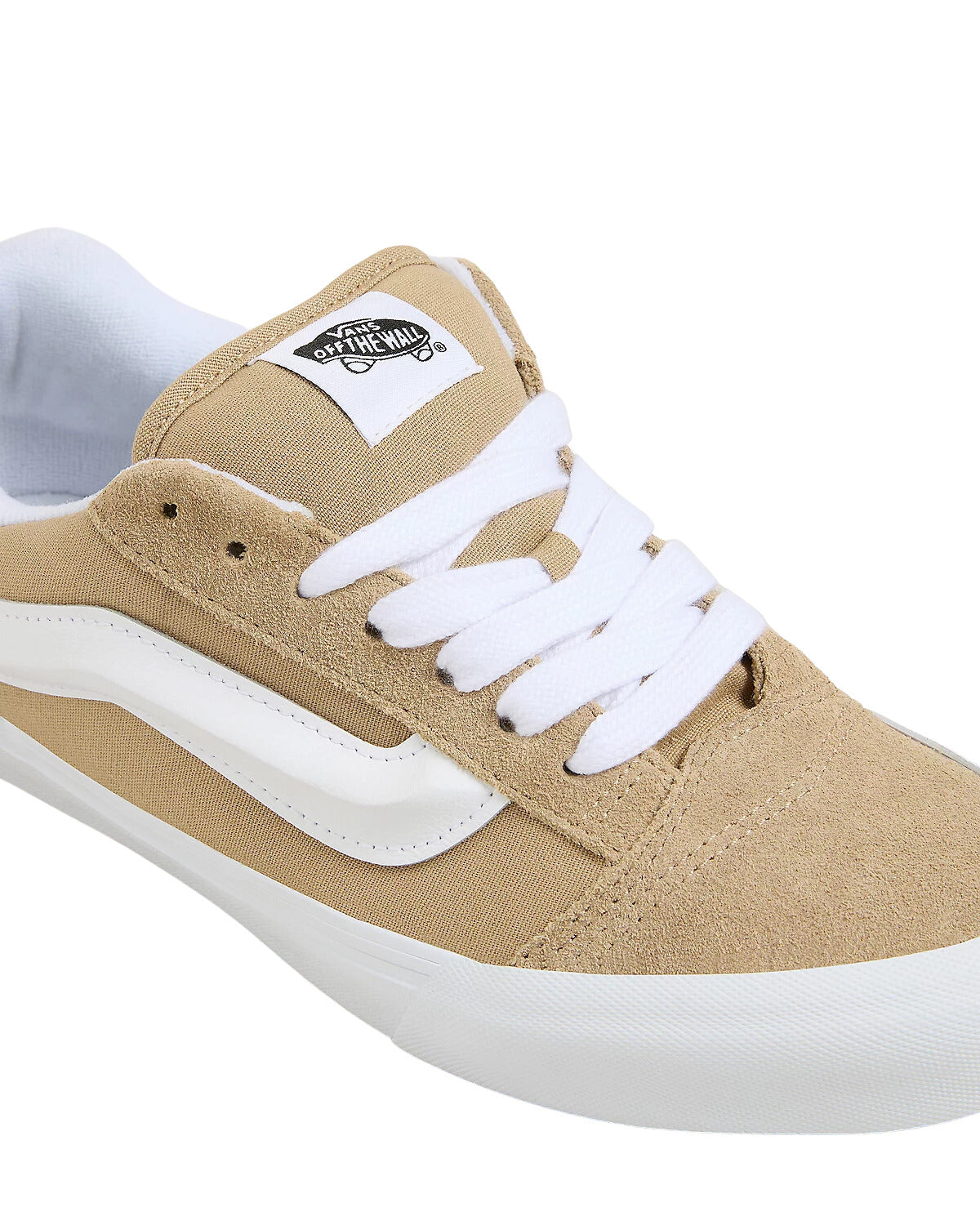 Cordones gruesos de las Zapatillas Vans Knu Skool Caqui con la suela blanca y los cordones blancos