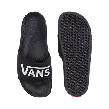 Chancla Vans La Costa Slide-On color Vans Black, vista superior y suela waffle texturizada.