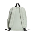Mochila Vans Old Skool Classic en color dusty green, vista trasera, con correas acolchadas ajustables, asa superior y bolsillo lateral en tono verde apagado.