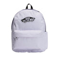 Vista frontal de la Vans Old Skool Classic Backpack lila mist con bolsillo exterior con cremallera.