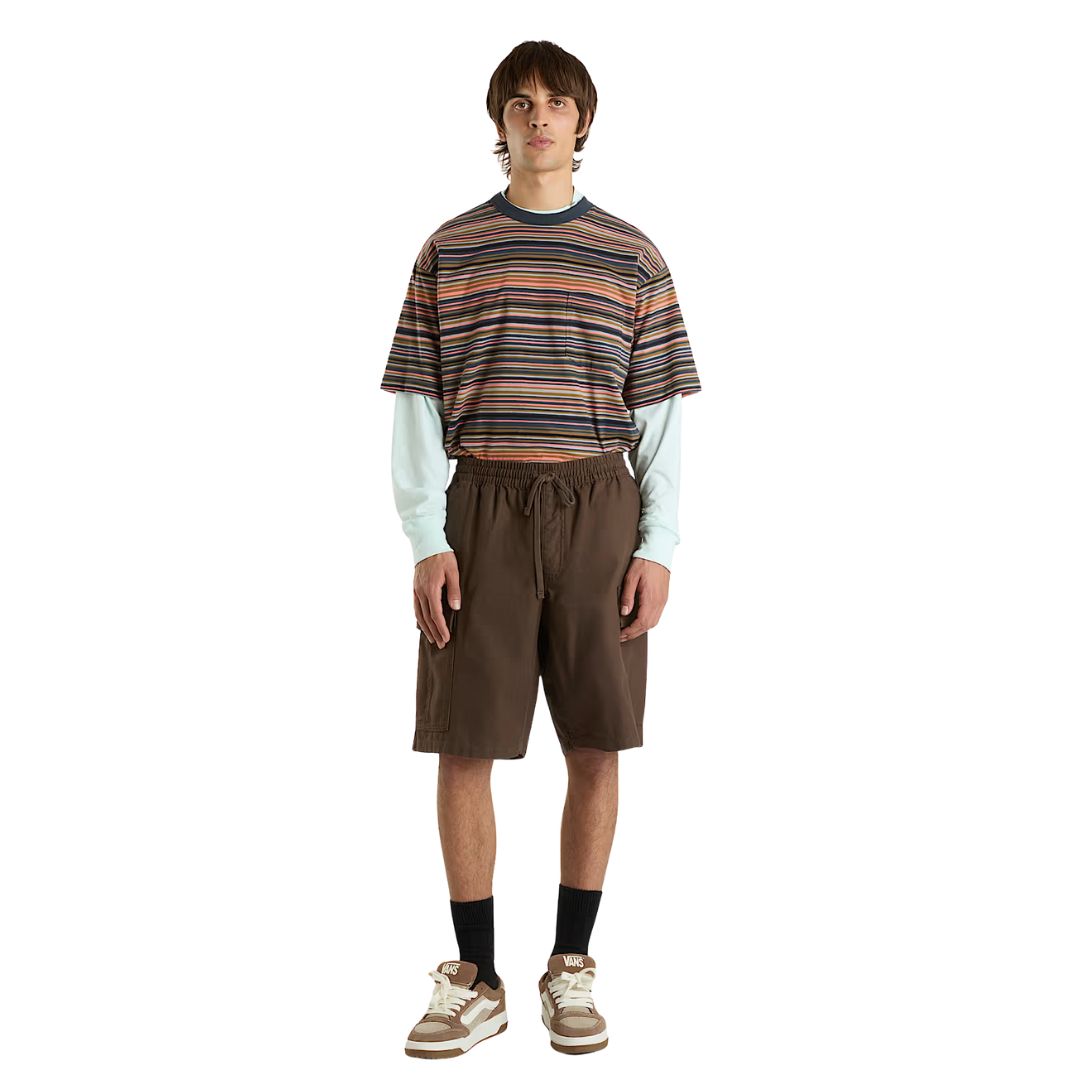 Vista frontal completa del pantalón corto Vans Range Cargo Loose en color Turkish Coffee con ajuste holgado.