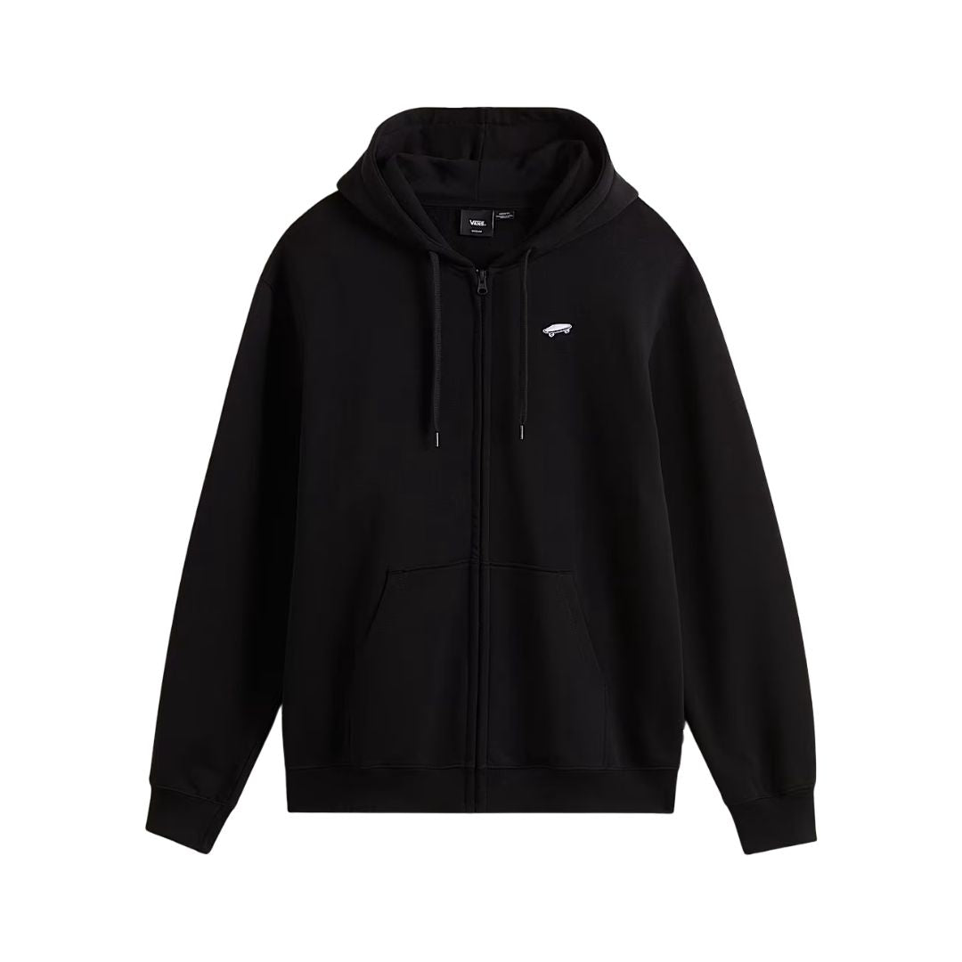Sudadera Vans Salton Loose FT FZ PO negra con capucha y cremallera completa vista frontal.