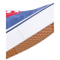 Vans Skate Era Blue Red detalle lateral perfil con ante azul, lona roja, cordones blancos y suela blanca con línea azul.