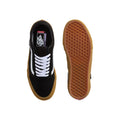 Vista superior y suela de las zapatillas Vans Skate Old Skool black gum con diseño waffle de goma.