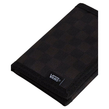 Cartera Vans Slipped negra cerrada en posición vertical.