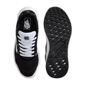 Vans UltraRange Neo 2.0 Oatmeal vista superior y suela exterior, zapatilla con cordones blancos, cuello acolchado y suela de goma regenerativa con tracción todoterreno.