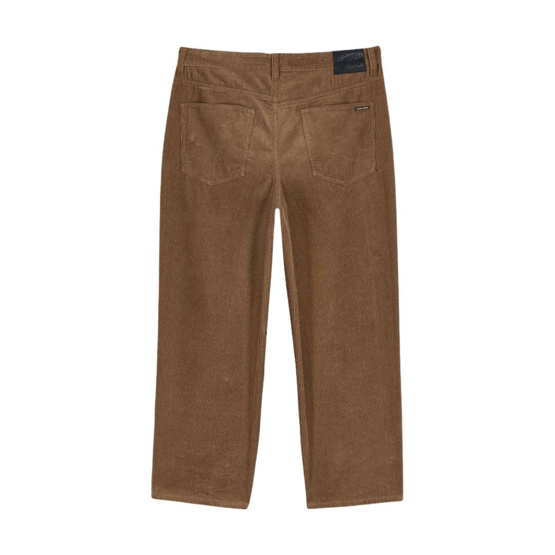 Pantalón de pana Volcom Billow Tapered Cord Pant marrón Ermine, vista posterior sin modelo.