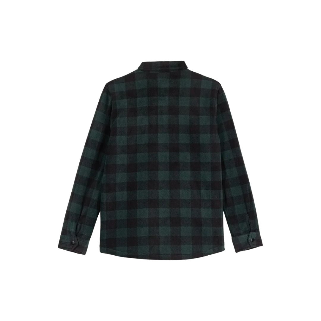 Camisa de franela Volcom Bowered Fleece LS color scarab para hombre, vista trsera.