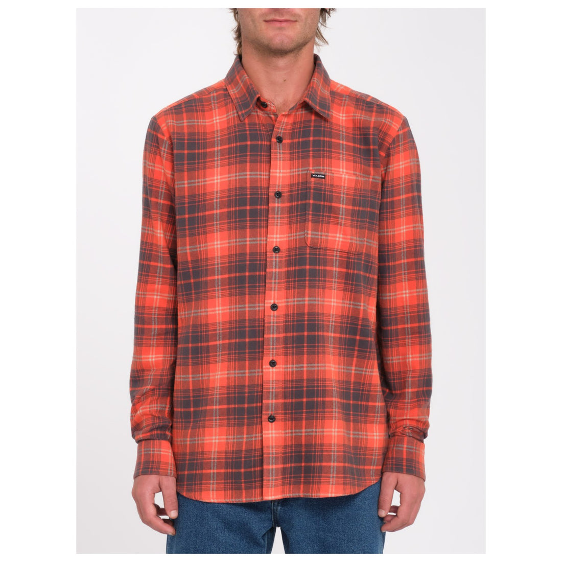 Camisa de cuadros volcom roja caden plaid