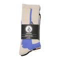 Pack de calcetines Volcom Carrau Print Mixer Sock plegado con la etiqueta original Volcom Crew Socks 3 Pairs, mostrando el estampado pastel de Antonio Carrau.