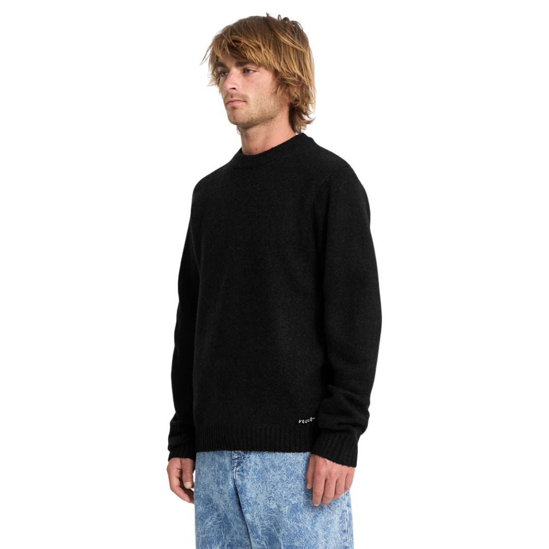 Jersey Volcom Edmonder II color negro para hombre, vista lateral.