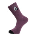 Calcetín Volcom Full Stone Mix Sock 3P en color malva, vista de perfil sin texto visible en la puntera, mostrando el logo de la piedra tejido en la caña.