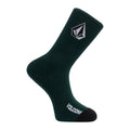 Calcetín Volcom Full Stone Mix Sock 3P en color verde, vista de perfil mostrando el logo de la piedra Volcom tejido en la caña y el texto Volcom junto a la puntera negra.