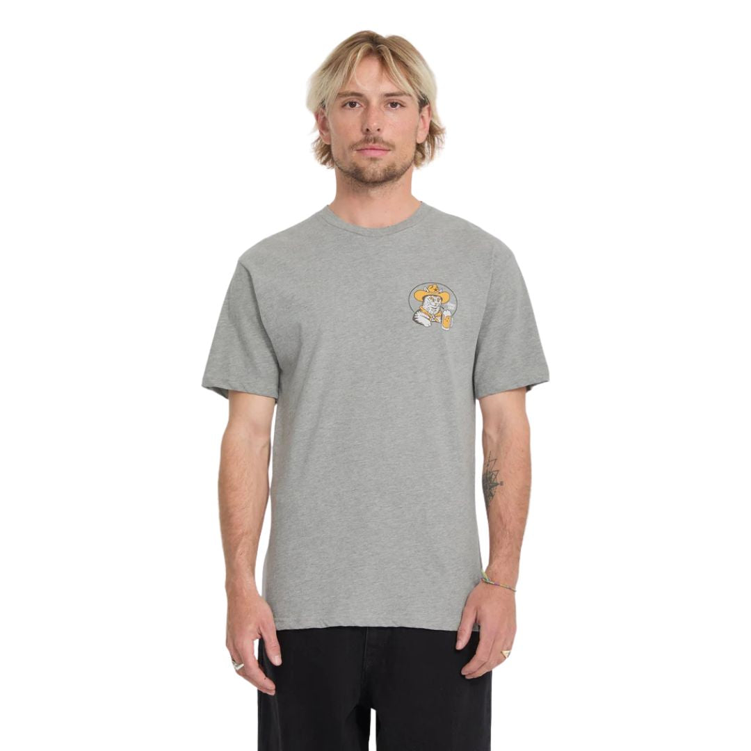 Camiseta Volcom Meowdy HTH SST heather grey vista frontal completa para hombre.