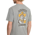 Camiseta Volcom Meowdy HTH SST heather grey vista trasera detalle del estampado Meowdy Purtner.