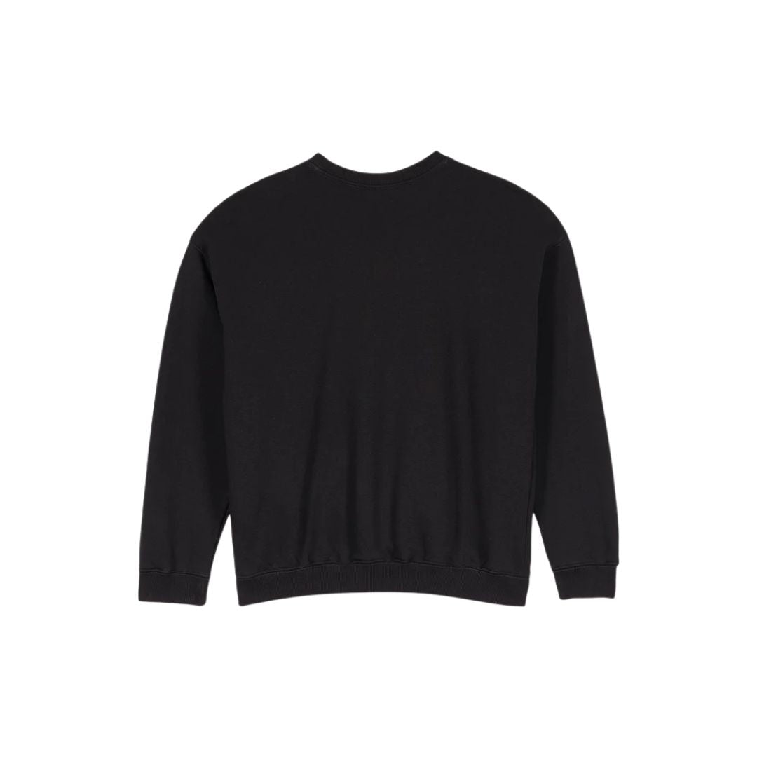 Sudadera Volcom Single Stone Crew negra, vista trasera completa.