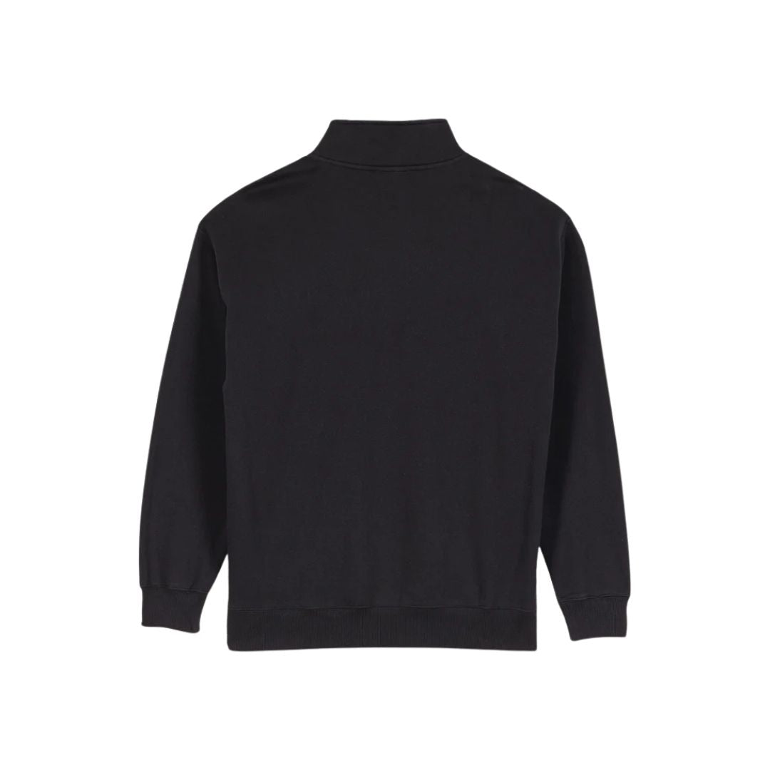 Sudadera Volcom Single Stone Quarter Zip negra para hombre parte trasera, imagen de producto sobre fondo blanco