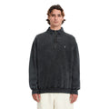 Sudadera Volcom media cremallera hombre negro lavado acid vista frontal.