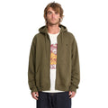 Sudadera con cremallera VOLCOM SINGLE STONE ZIP verde sage leaf vista frontal cerrada en modelo masculino.