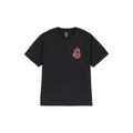 Camiseta Volcom Snake Peace LSE SST negra, vista trasera con estampado gráfico de serpiente y símbolo de paz en rojo.