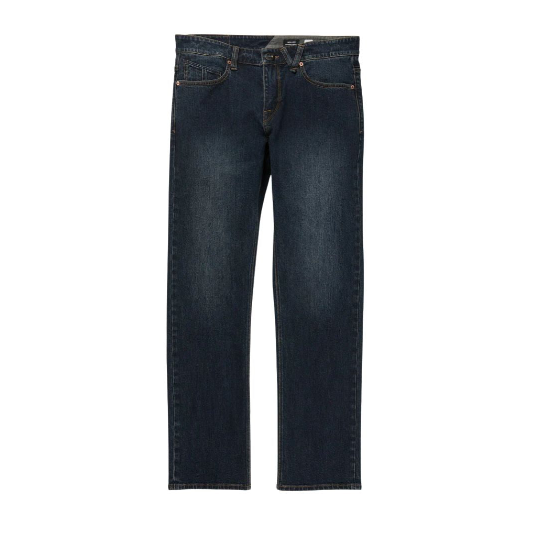 Vaqueros Volcom Solver Denim color New Washed Blue, vista frontal extendida.