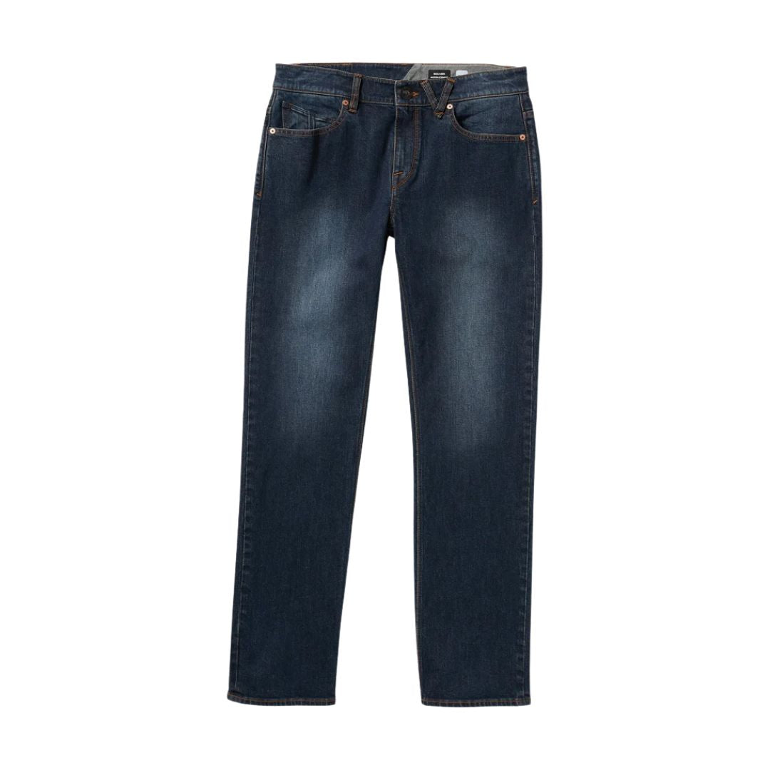 Vaqueros Volcom Solver Denim color New Washed Blue, vista frontal completa.