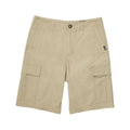 Volcom Strange Tripper Cargo Short 22 khaki vista frontal producto aislado.