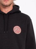 Sudadera con capucha Volcom Volstoned PO Negra logo en pecho y cordón de ajuste