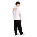 Camiseta Volcom Workwear SST blanco vista trasera completa con gráfico naranja grande.