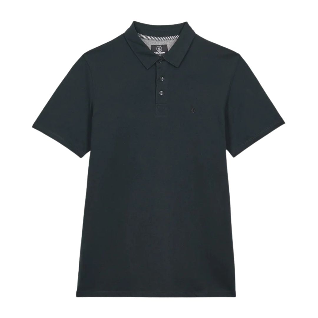 VOLCOM WOWZER POLO SS negro vista producto frontal sin modelo.