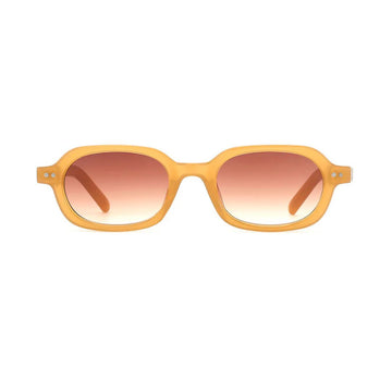 Gafas de sol Warmouth Candy Gradient Brown vista frontal, montura de policarbonato con lente marrón degradada UV400 y bisagras con remaches metálicos.