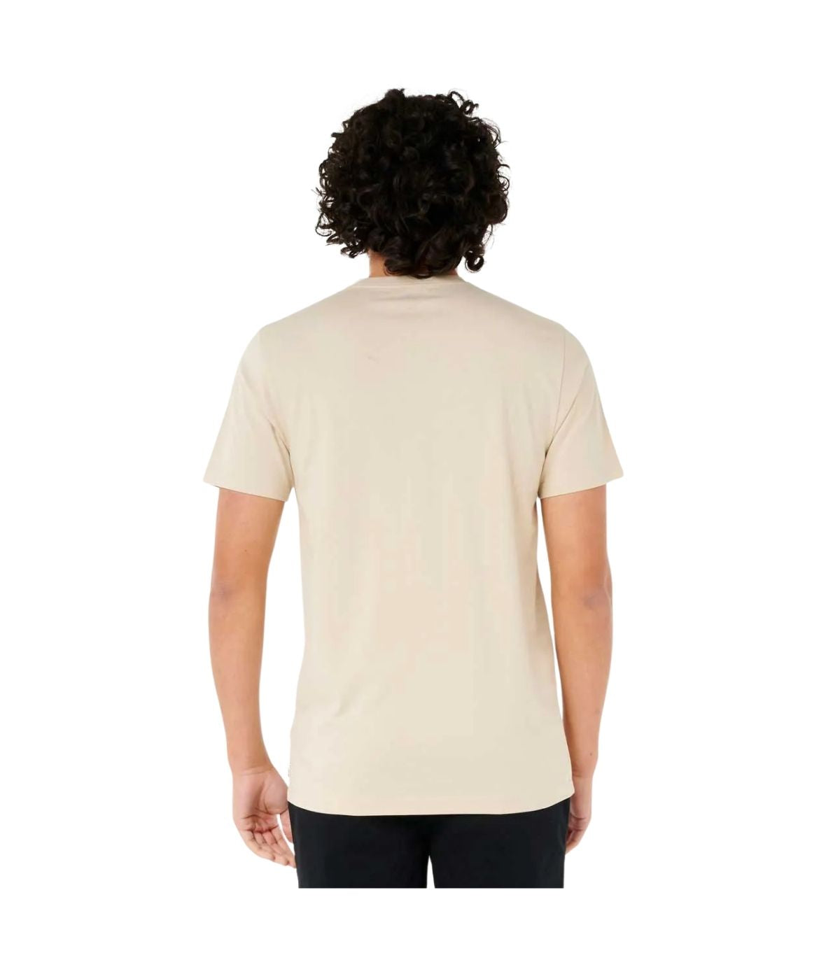 CAMISETA manga corta beige. Composición principal: 100% algodón, corte estándar, estampado frontal. Vista espalda.