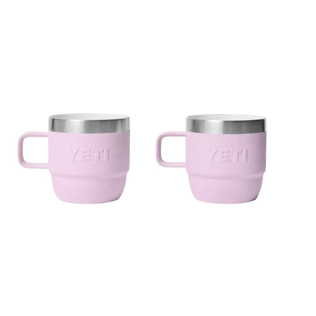 Set de dos tazas Yeti Rambler 6 oz en color Cherry Blossom, con acabado grabado y sin logotipo visible