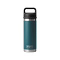 Vista frontal de la botella YETI Rambler 26 oz en color verde agave teal con Chug Cap.