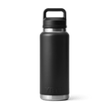 Vista posterior de la botella YETI Rambler 26 oz en color negra con Chug Cap.